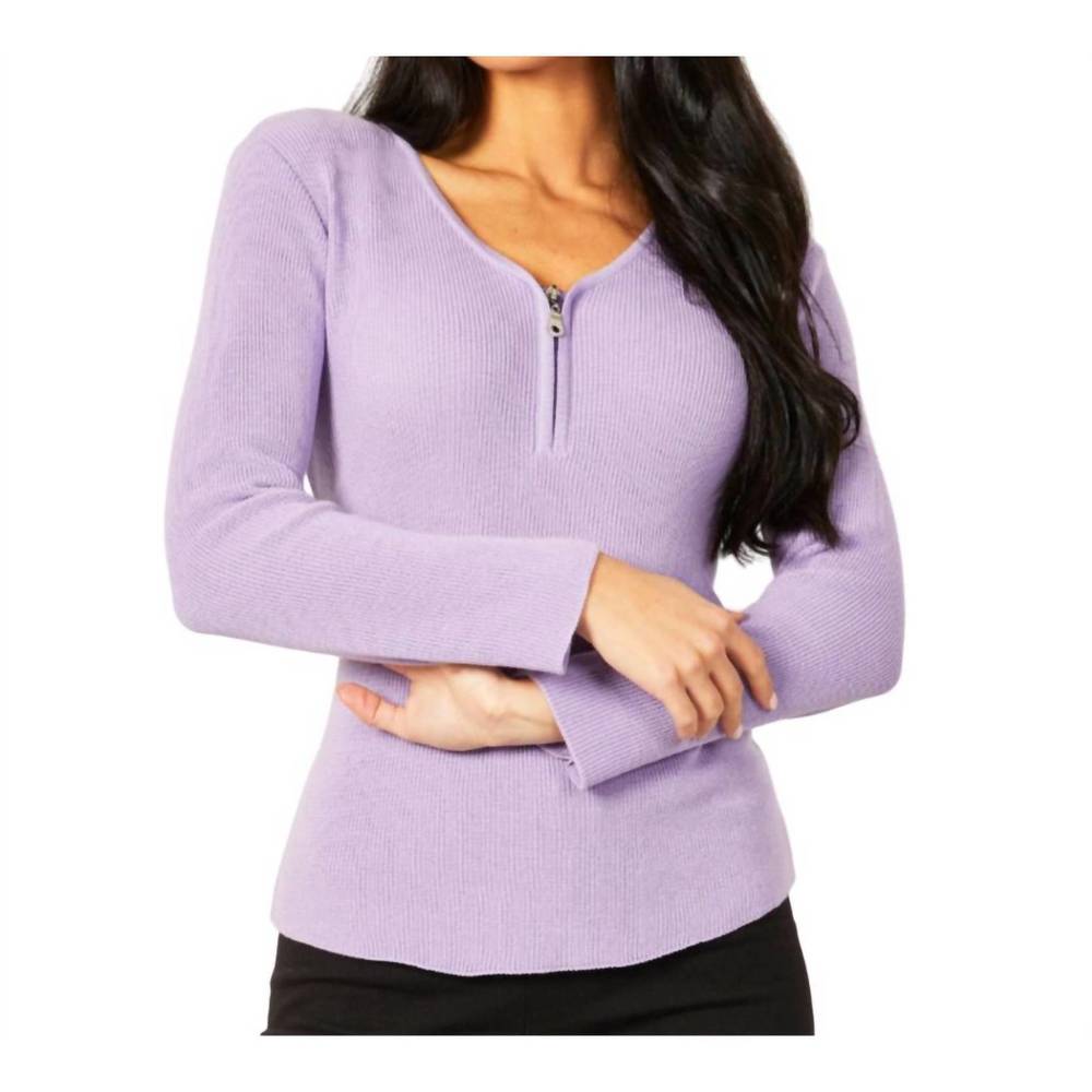 NEW ANGEL APPAREL zip v-neck top in lilac